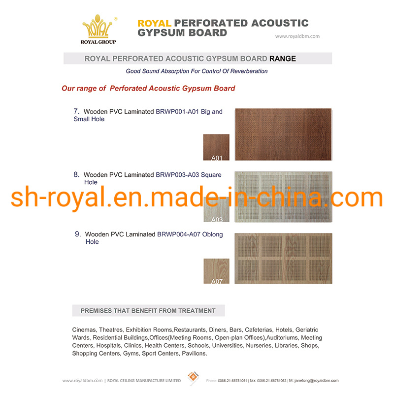 1200*2400*12mm Acoustic Gypsum Board/Perforated Gypsum Board